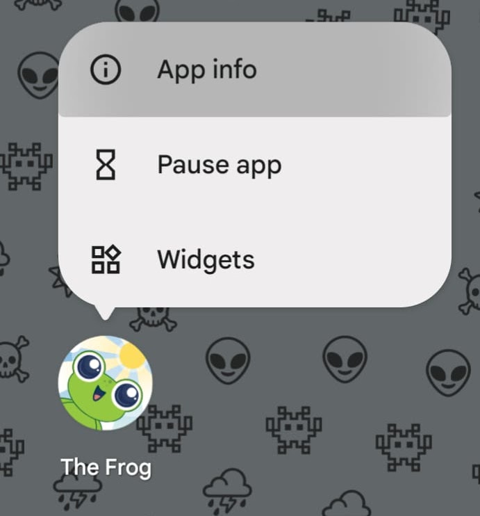 App info menu to change language